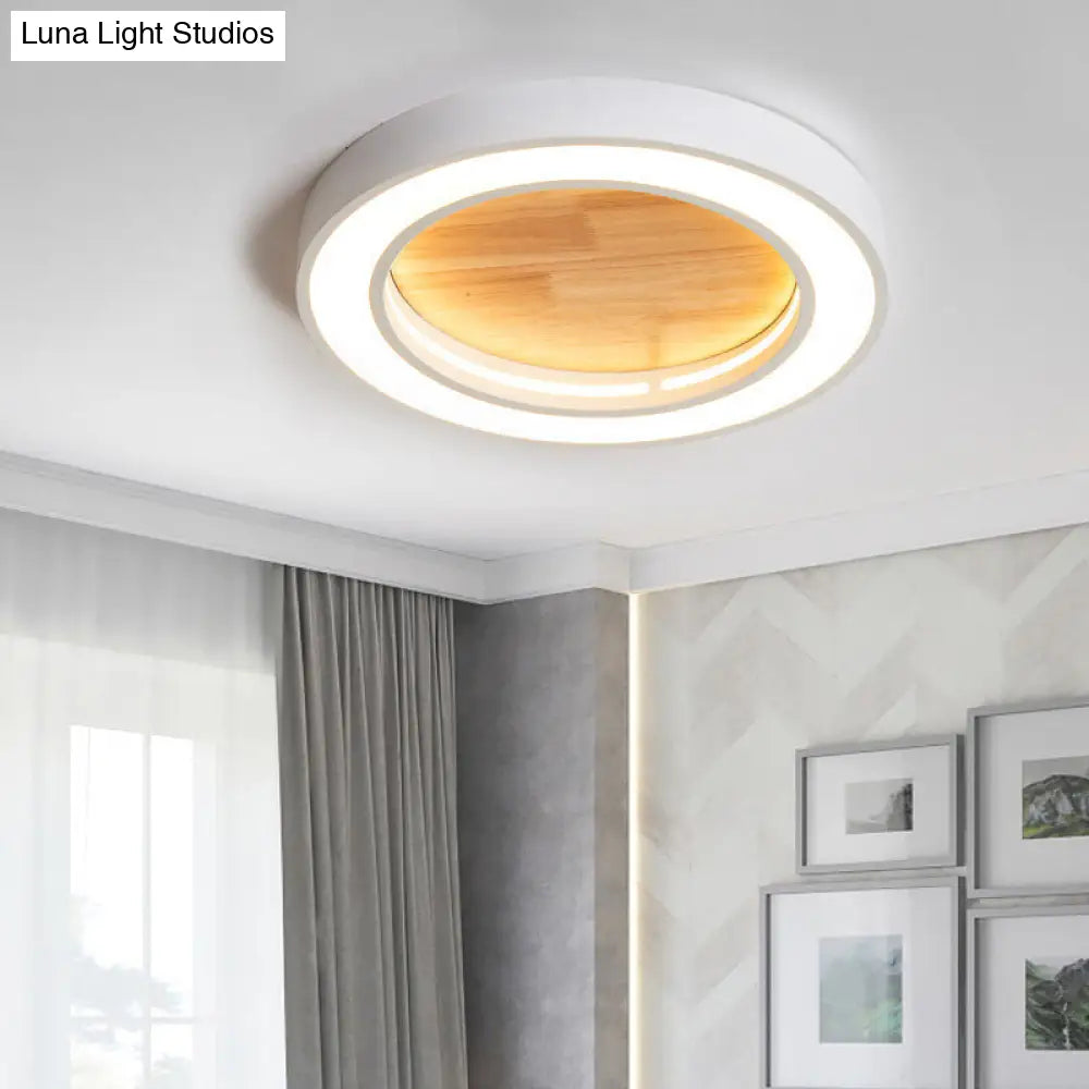 Nordic Style Led Ceiling Light For Boys Bedroom - Acrylic Wood Flushmount Fixture White / Warm