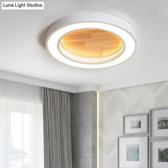 Nordic Style Led Ceiling Light For Boys Bedroom - Acrylic Wood Flushmount Fixture White / Warm