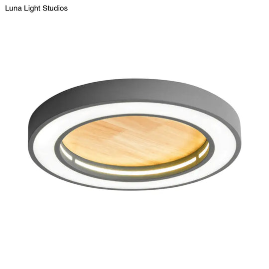 Nordic Style Led Ceiling Light For Boys Bedroom - Acrylic Wood Flushmount Fixture