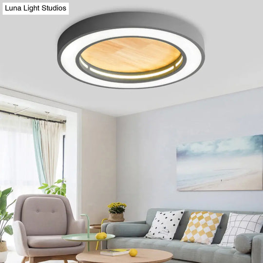 Nordic Style Led Ceiling Light For Boys Bedroom - Acrylic Wood Flushmount Fixture Grey / White