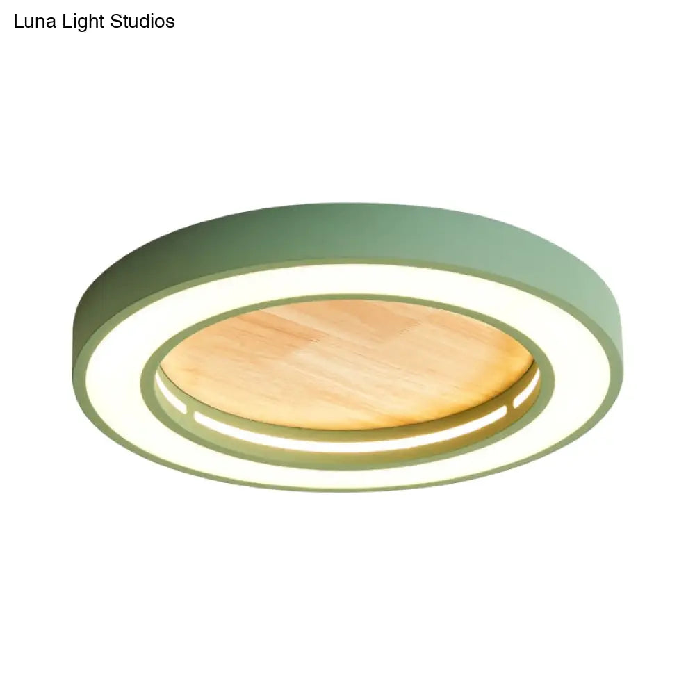 Nordic Style Led Ceiling Light For Boys Bedroom - Acrylic Wood Flushmount Fixture