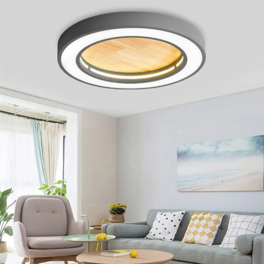 Nordic Style Led Ceiling Light For Boys Bedroom - Acrylic Wood Flushmount Fixture Grey / White