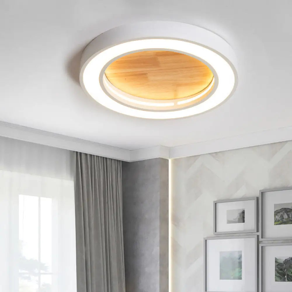 Nordic Style Led Ceiling Light For Boys Bedroom - Acrylic Wood Flushmount Fixture White / Warm