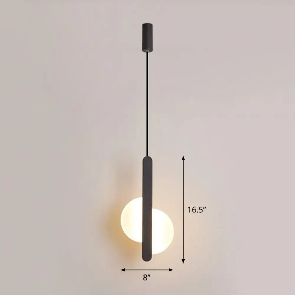 Nordic Style LED Circular Acrylic Ceiling Pendant Light for Bedside Black / A