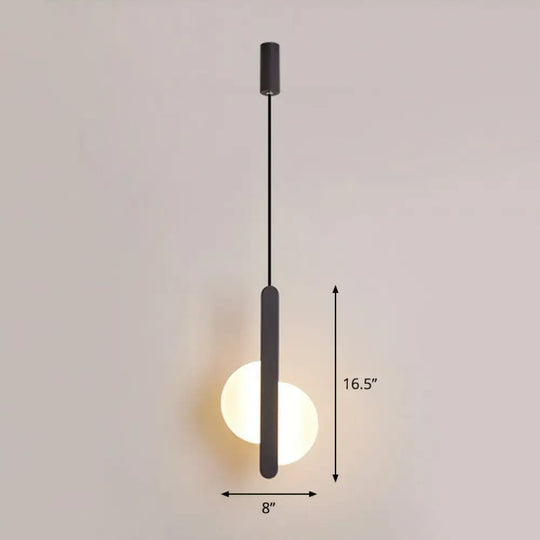 Nordic Style LED Circular Acrylic Ceiling Pendant Light for Bedside Black / A