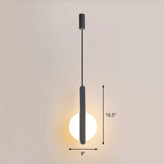 Nordic Style LED Circular Acrylic Ceiling Pendant Light for Bedside Black / B