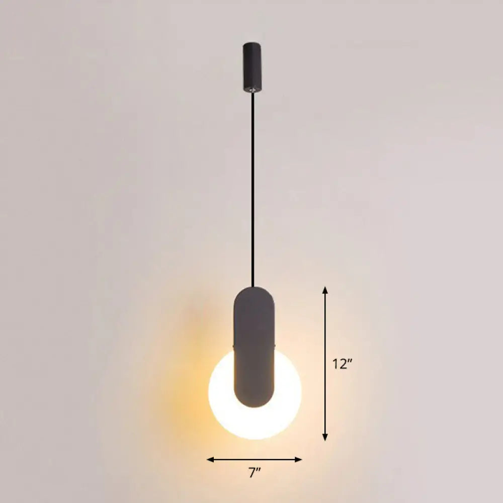 Nordic Style LED Circular Acrylic Ceiling Pendant Light for Bedside Black / C