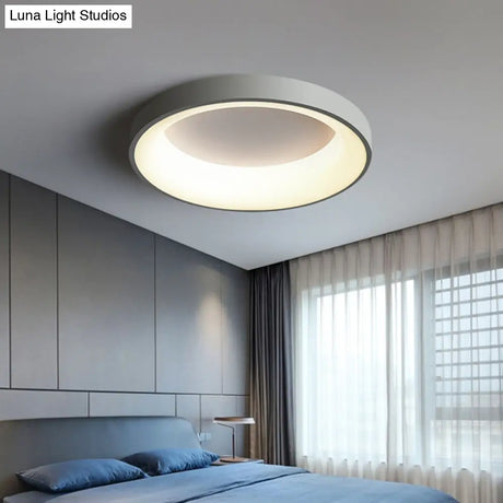 Nordic Style Led Flush Mount Ceiling Lamp - Metal Circular Light For Bedroom
