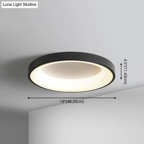 Nordic Style Led Flush Mount Ceiling Lamp - Metal Circular Light For Bedroom