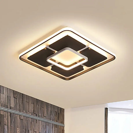 Nordic Style Led Flush Mount Ceiling Light In Black And White - 18’/23.5’/35.5’ W Black -