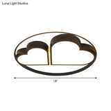 Nordic Style Led Flushmount Ceiling Light With Acrylic Shade - Black Finish Dual Loving Heart Design