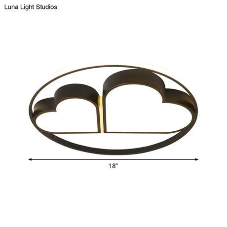 Nordic Style Led Flushmount Ceiling Light With Acrylic Shade - Black Finish Dual Loving Heart Design