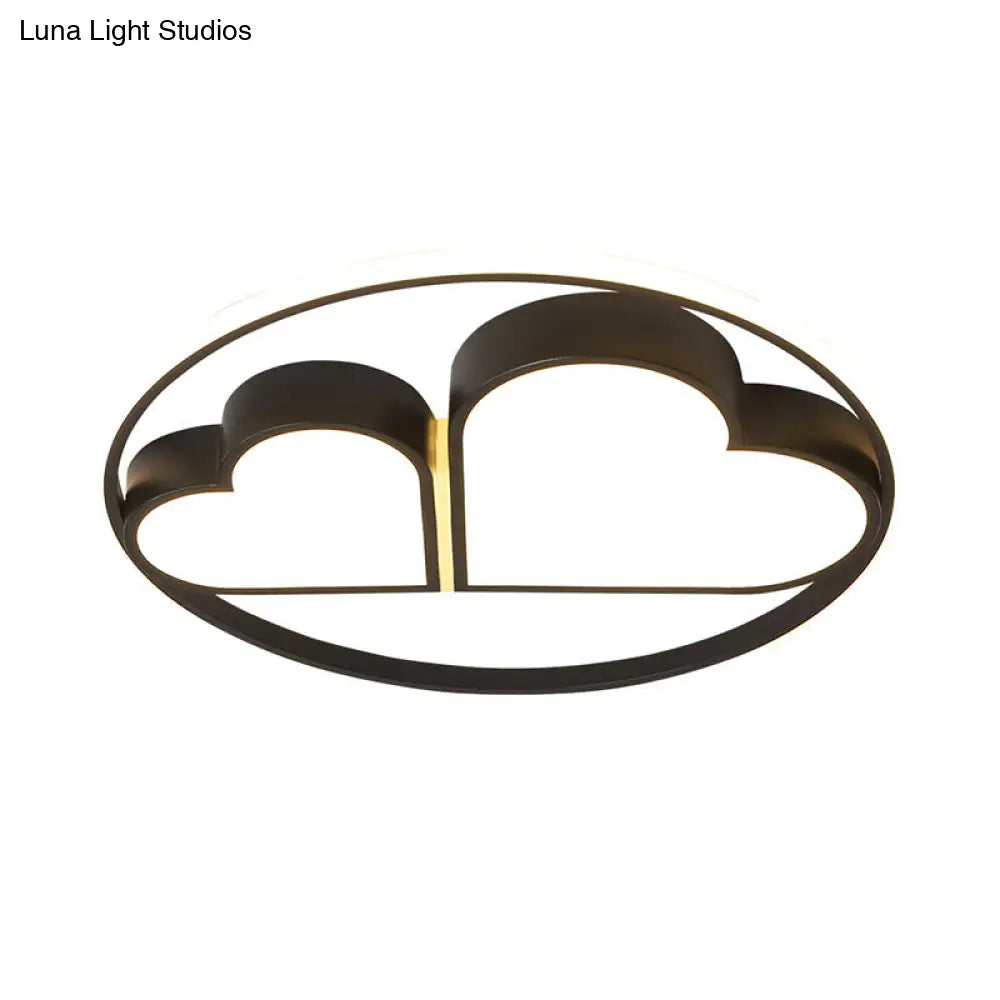 Nordic Style Led Flushmount Ceiling Light With Acrylic Shade - Black Finish Dual Loving Heart Design