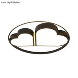 Nordic Style Led Flushmount Ceiling Light With Acrylic Shade - Black Finish Dual Loving Heart Design