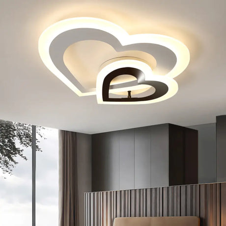 Nordic Style Led Loving Heart Flush Lamp In White/Warm Light Black - White / Warm