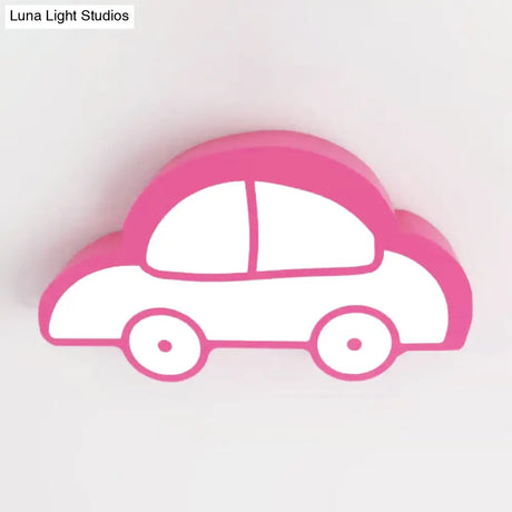 Nordic Style Macaron Acrylic Flush Ceiling Light For Child Bedroom Pink / 16 White