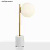 Nordic Style Marble Cylinder Table Lamp With Globe Glass Shade - Perfect Bedside Lighting Solution