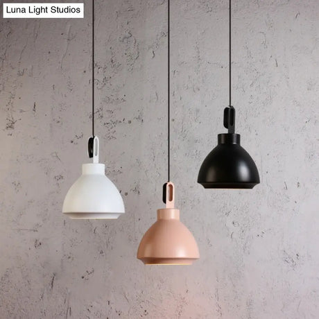 Nordic Style Metal Ceiling Pendant Light With Dome Shade For Living Room - Black/Grey