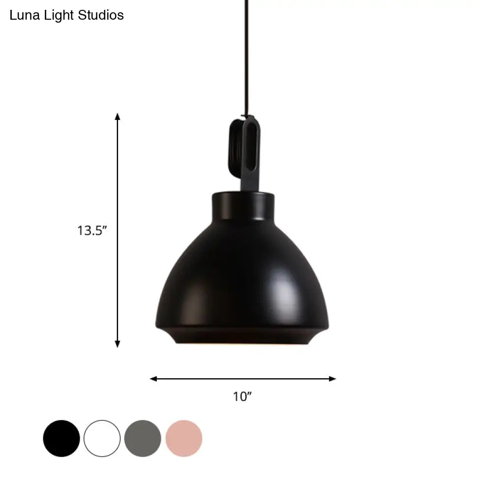 Nordic Style Metal Ceiling Pendant Light With Dome Shade For Living Room - Black/Grey