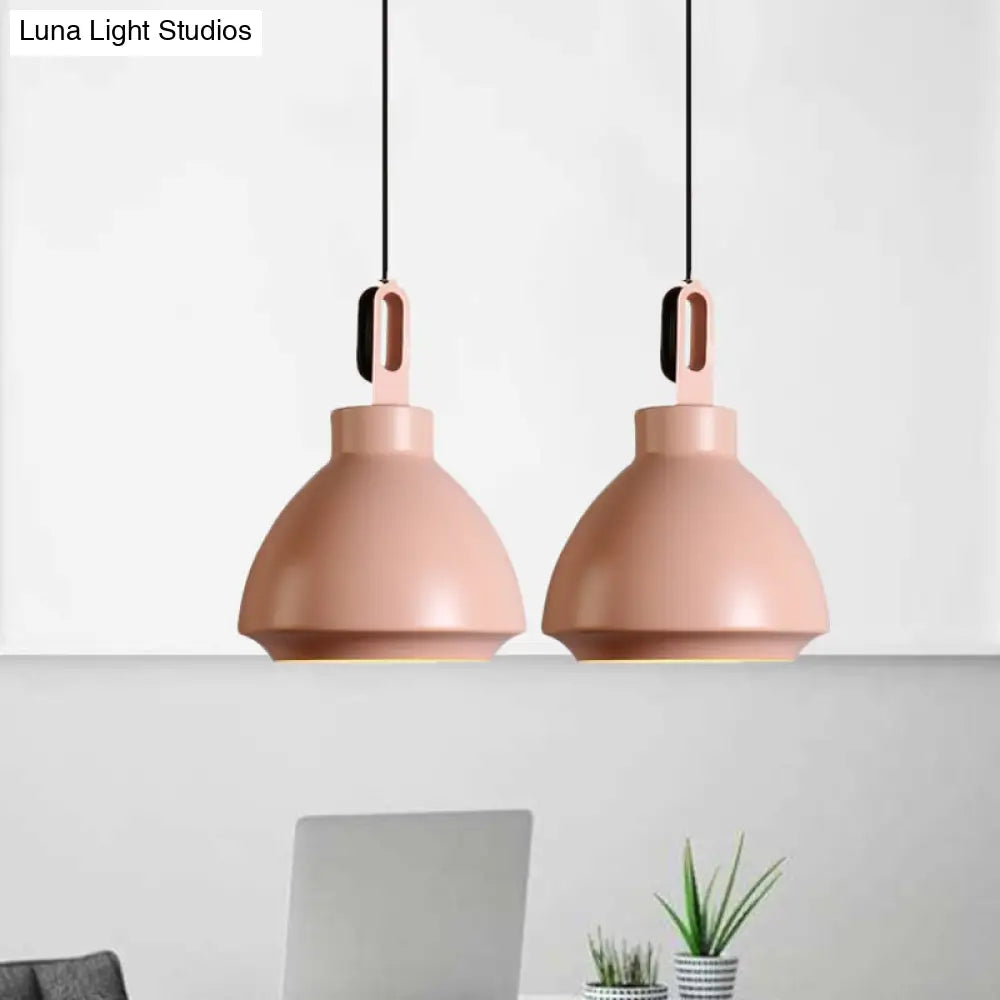 Nordic Style Metal Ceiling Pendant Light With Dome Shade For Living Room - Black/Grey