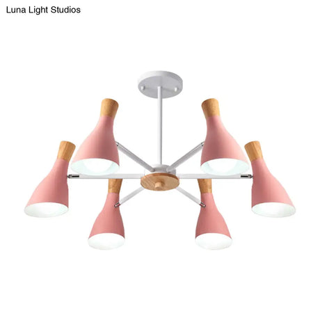 Nordic Style Metal Chandelier With 6 Lights For Girls Bedroom Or Cloth Shop
