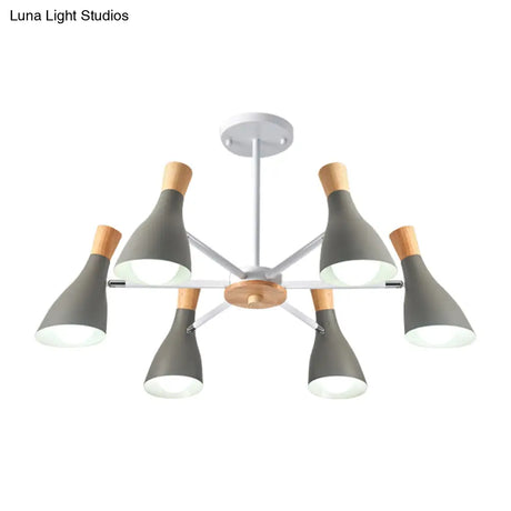 Nordic Style Metal Chandelier With 6 Lights For Girls Bedroom Or Cloth Shop