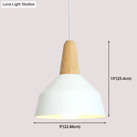 Nordic Style Metal Hanging Pendant Lamp With Wooden Top - Ideal For Restaurants