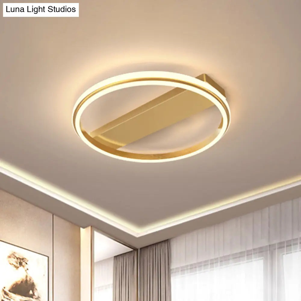 Nordic Style Metal Ringed Led Flush Ceiling Light - Gold/Coffee Finish 16.5’/20.5’ Width Gold /