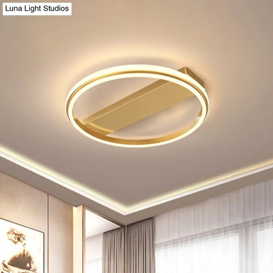 Nordic Style Metal Ringed Led Flush Ceiling Light - Gold/Coffee Finish 16.5’/20.5’ Width Gold /