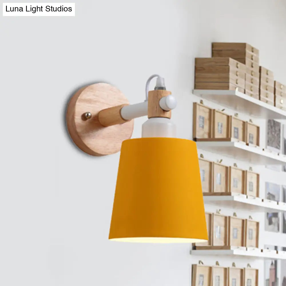 Nordic Style Metal Wall Sconce Nursing Room Bucket Lamp Yellow
