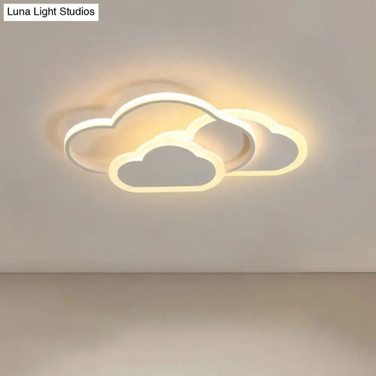 Nordic Style Metallic Cloud Led Ceiling Light For Bedroom - Flush Mount Lighting White / Small