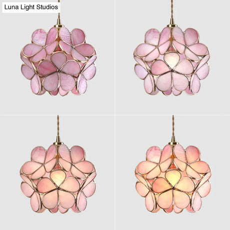 Nordic Style Metallic Pendant Ceiling Light - 1 Flower Hanging Down Lighting For Restaurants