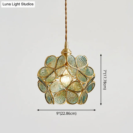 Nordic Style Metallic Pendant Ceiling Light - 1 Flower Hanging Down Lighting For Restaurants