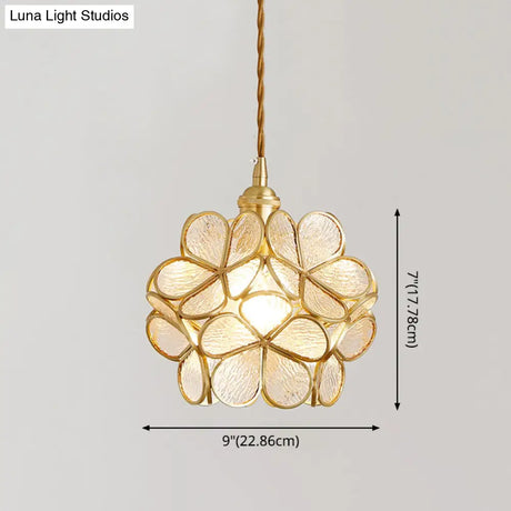 Nordic Style Metallic Pendant Ceiling Light - 1 Flower Hanging Down Lighting For Restaurants