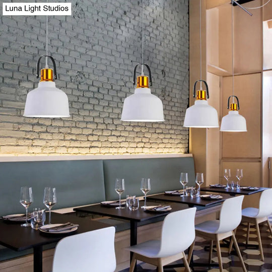 Nordic Style 1-Light Metallic Pendant Ceiling Light With Bowl Shade White