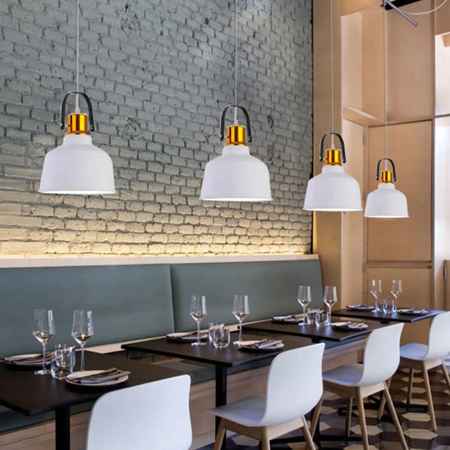 Nordic Style Metallic Pendant Ceiling Light With Bowl Shade And 1-Light Suspension White