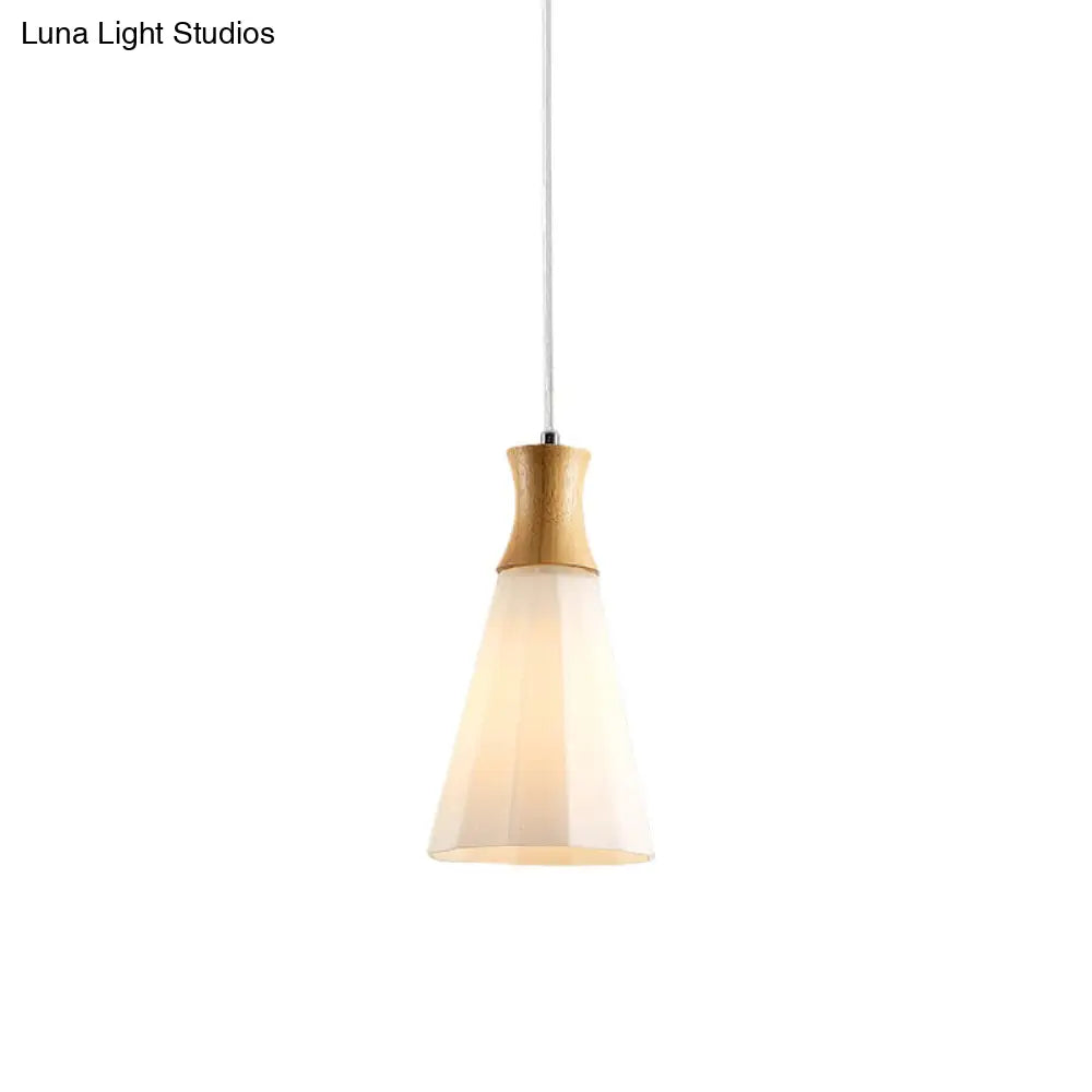 Nordic Style Hanging Light In White For Cloth Shop Restaurant - Milk Glass Coolie Suspension