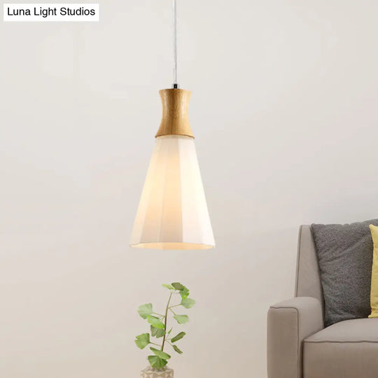 Nordic Style Hanging Light In White For Cloth Shop Restaurant - Milk Glass Coolie Suspension
