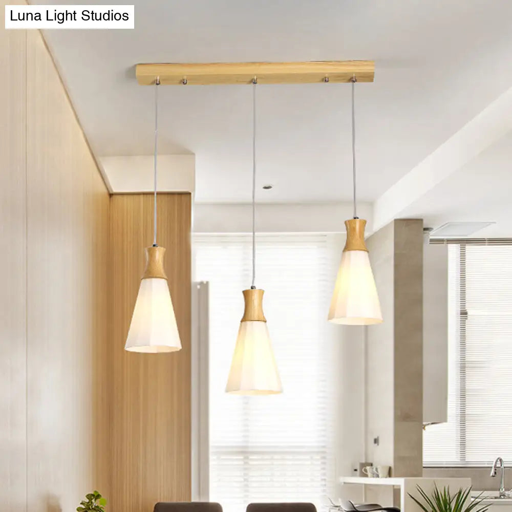 Nordic Style Hanging Light In White For Cloth Shop Restaurant - Milk Glass Coolie Suspension