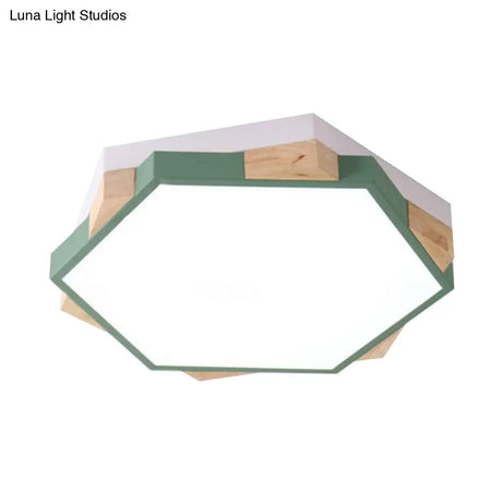 Nordic Style Pentagon Flushmount Ceiling Lamp For Study Room Corridor - Acrylic & Metal