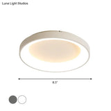 Nordic Style Plate Iron Ceiling Fixture Led Flush Mount Lamp In Grey/White For Bedroom - Available