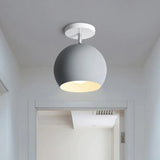 Nordic Style Round Ceiling Flush Mount Light With Metal Aisle Close To Lighting Grey