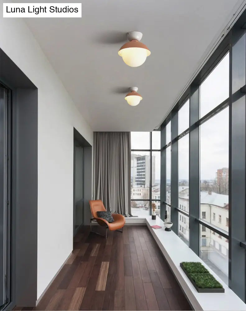 Nordic-Style Round Flush Mount Metal Ceiling Light