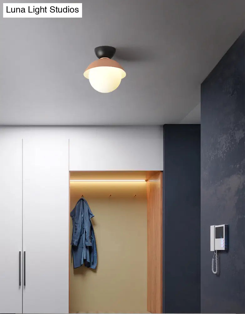 Nordic-Style Round Flush Mount Metal Ceiling Light
