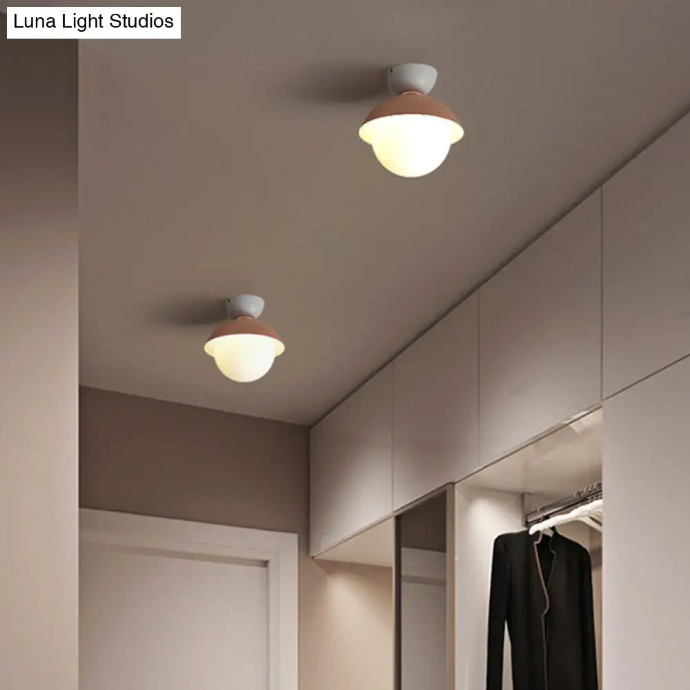 Nordic-Style Round Flush Mount Metal Ceiling Light