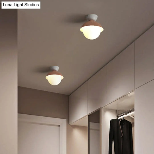 Nordic-Style Round Flush Mount Metal Ceiling Light
