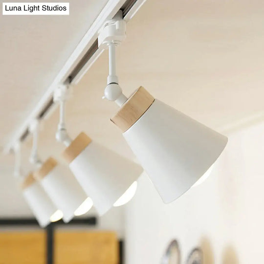 Nordic Style Semi Flush Mount Spotlight - Living Room Track Light With Cone Metal Shade Various