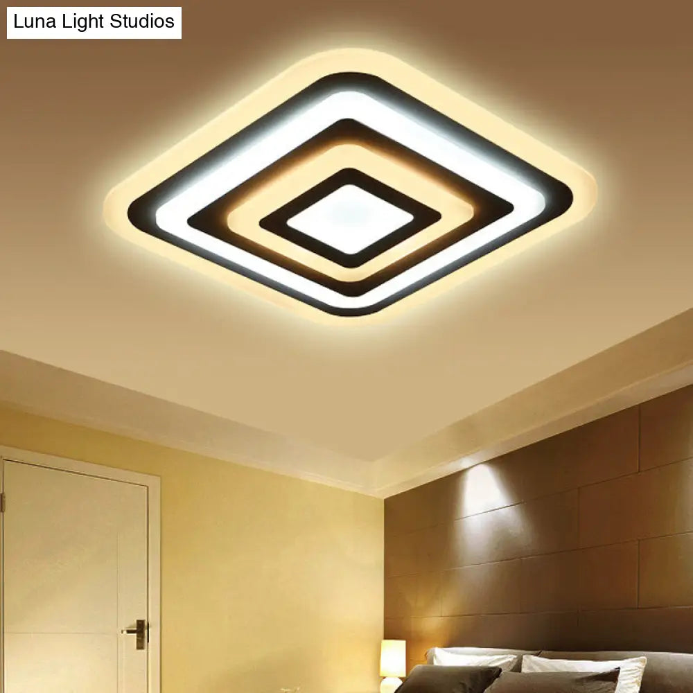Nordic Style Square Acrylic Ceiling Lamp - 4-Layer Design With 19.5/35.5 W Led Flush Light Fixture