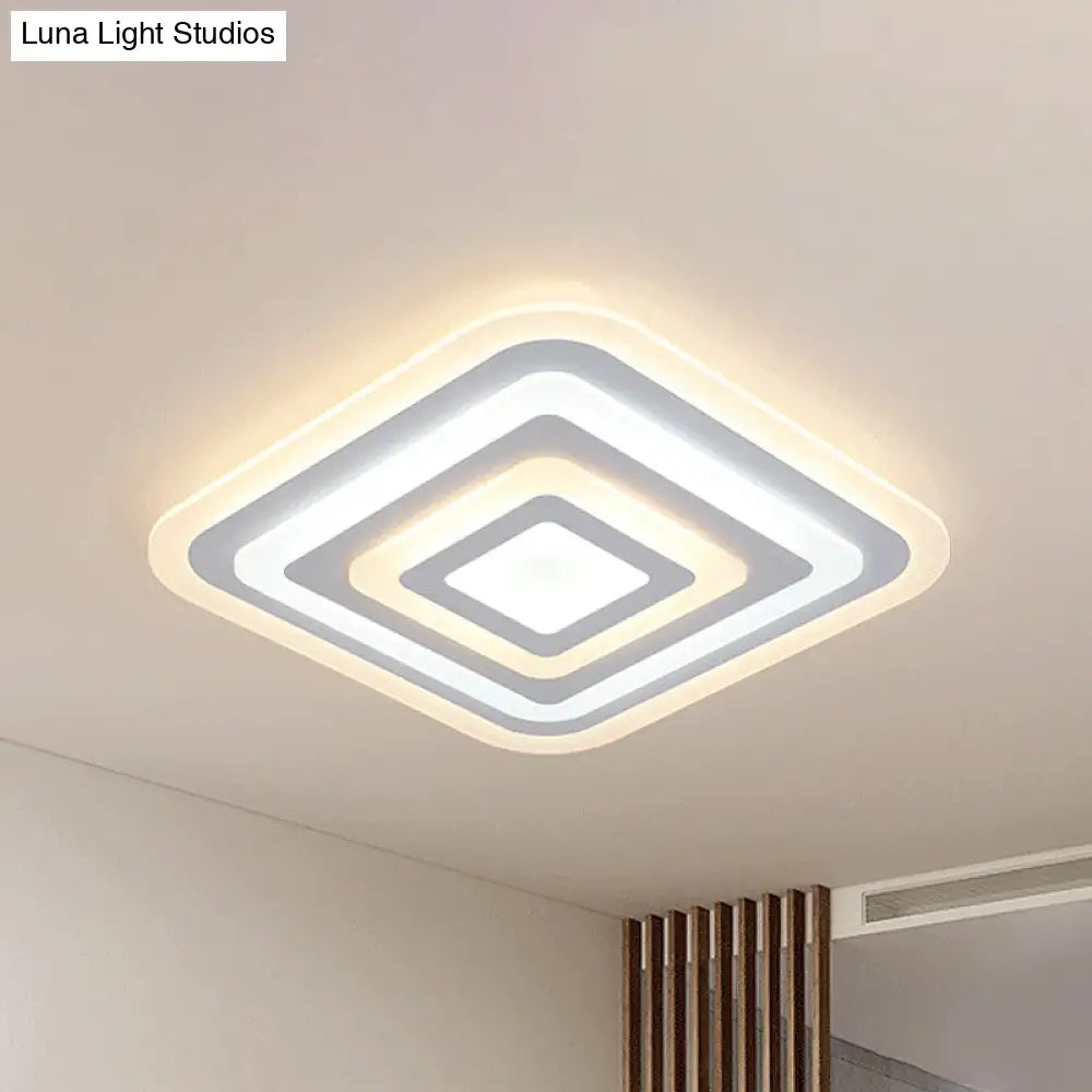 Nordic Style Square Acrylic Ceiling Lamp - 4-Layer Design With 19.5/35.5 W Led Flush Light Fixture