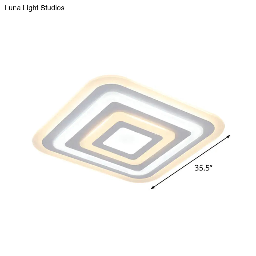 Nordic Style Square Acrylic Ceiling Lamp - 4 - Layer Design With 19.5’/35.5’ W Led Flush Light